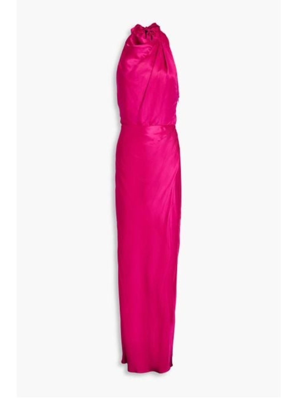 NICHOLAS Fuchsia Satin Halter Backless Gown